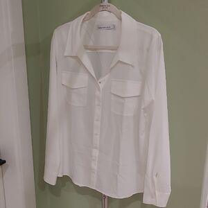 Calvin Klein Women's White Button-Down Shirt With Stretch